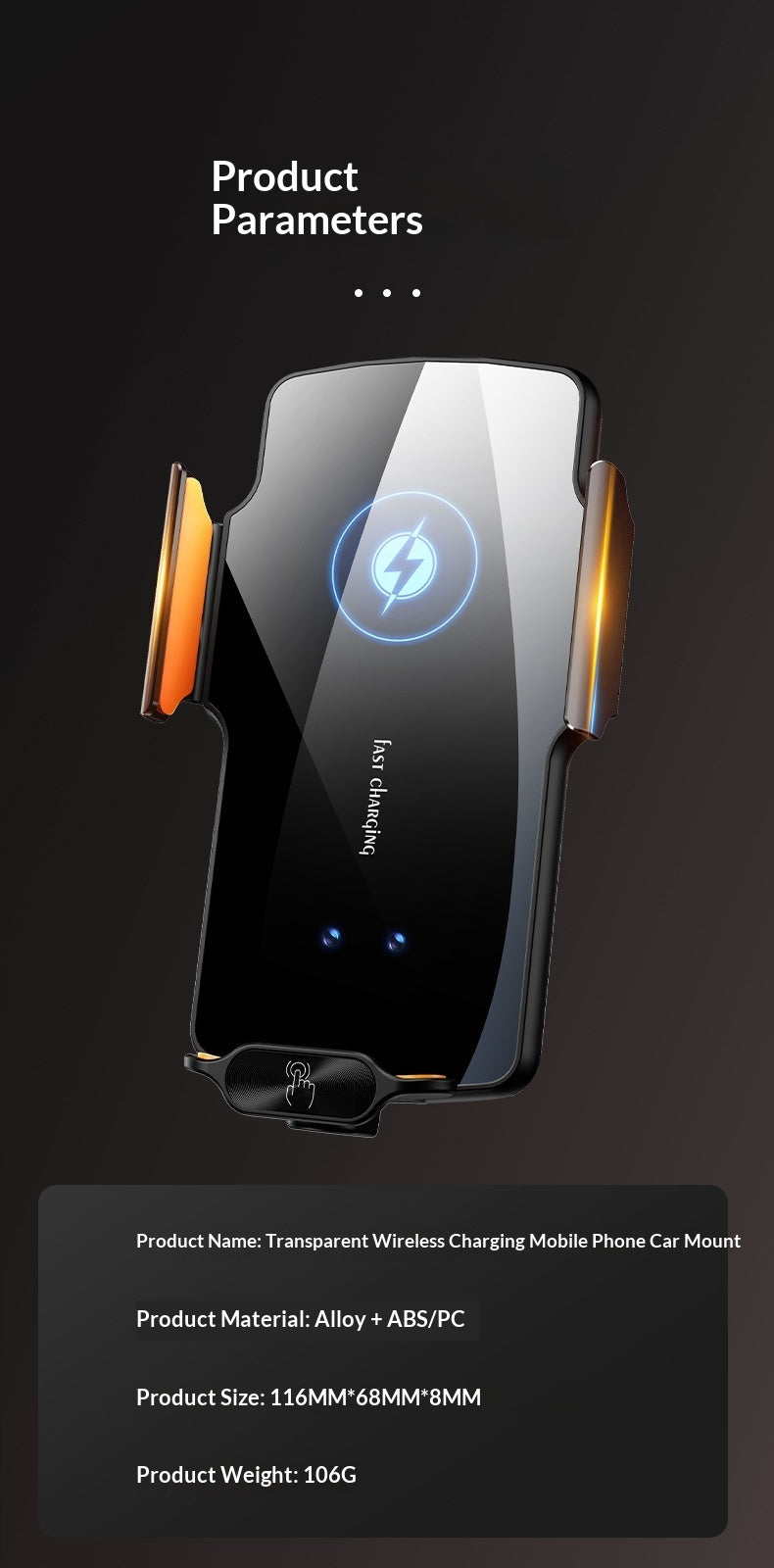 Transparent Wireless Fast-Charging Car Phone Holder